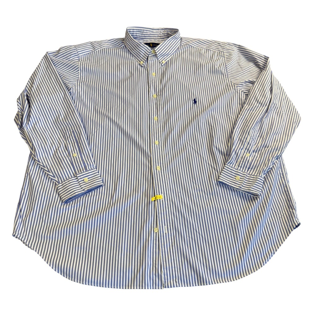 Polo Ralph Lauren Performance Shirt Mens 2XB Blue Periwinkle Striped Nylon